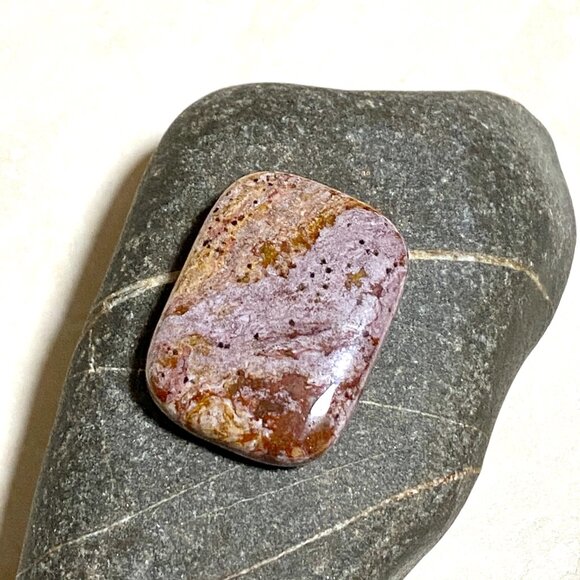 Natural Purple Brown Ocean Jasper Pendant, Large Rectangular Genuine Gemstone - Picture 4 of 12